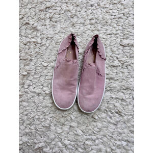Women's Kate Spade Pink Suede Ruffle Slip-On Sneakers Size 8 Leather upper